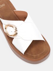 Novo White Thea Flatform Buckle Detail Mule Sandals - Image 6 of 6