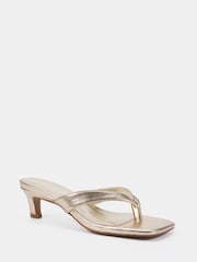 Novo Gold Lexi Low Heel Toe Post Mule Sandals - Image 3 of 6