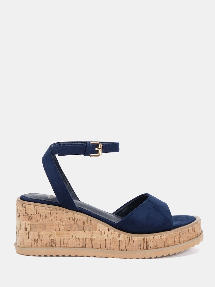 Novo Blue Wide Fit Bali Mid Wedge Two Part Sandals - Image 2 of 6