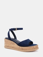 Novo Blue Wide Fit Bali Mid Wedge Two Part Sandals - Image 3 of 6