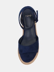 Novo Blue Wide Fit Bali Mid Wedge Two Part Sandals - Image 5 of 6