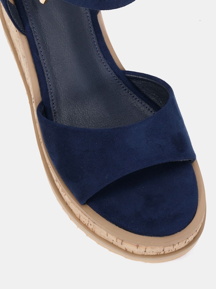 Novo Blue Wide Fit Bali Mid Wedge Two Part Sandals - Image 6 of 6