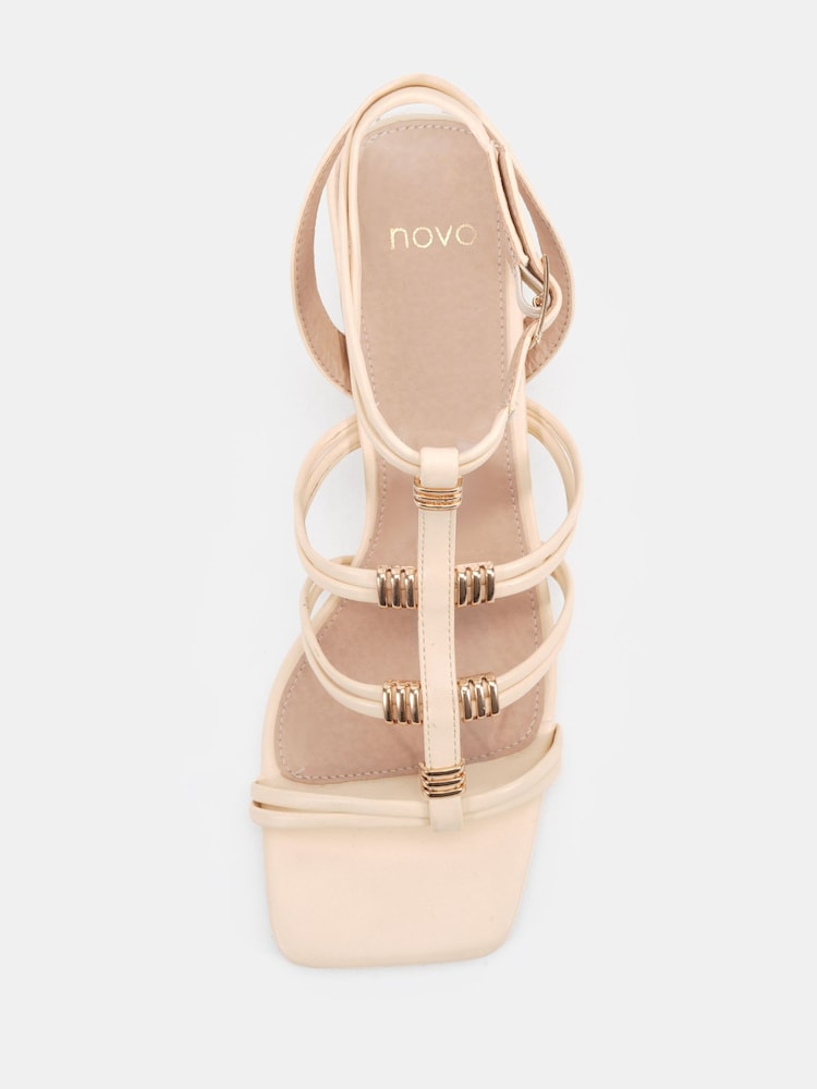 Novo Cream Leonora Block Heel Hardwear Strappy Sandals - Image 6 of 6