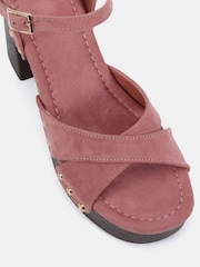 Novo Pink Lucia Block Heel Two Part Clog Sandals - Image 6 of 6