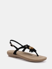 Novo Black Wide Fit Tessa Toe Post Padded Footbed Sandals - Image 3 of 6
