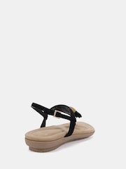 Novo Black Wide Fit Tessa Toe Post Padded Footbed Sandals - Image 4 of 6