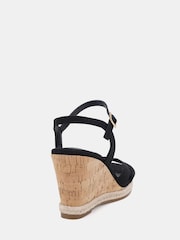 Novo Black Wide Fit Bianca Two Part Cork Wedge Sandals - Image 4 of 6