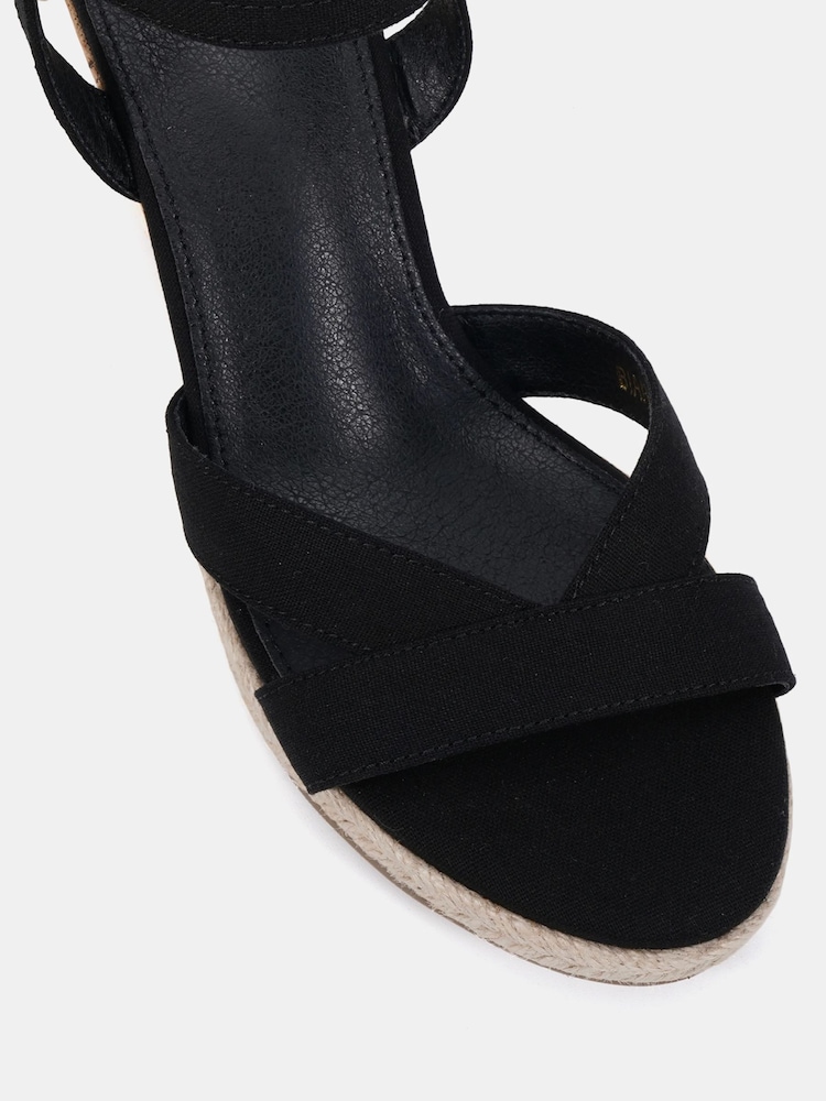 Novo Black Wide Fit Bianca Two Part Cork Wedge Sandals - Image 6 of 6