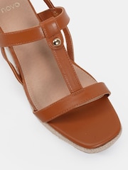 Novo Brown Wide Fit Bridie Low Wedge T Bar Espadrille Sandals - Image 6 of 6