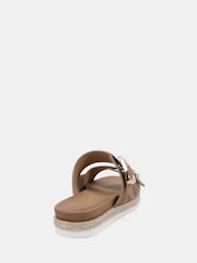 Novo Brown Wide Fit Taylor Buckle Detail Espadrille Mule Sandals - Image 4 of 6