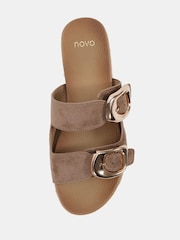 Novo Brown Wide Fit Taylor Buckle Detail Espadrille Mule Sandals - Image 5 of 6