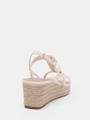 Novo White Wide Fit Bridie Low Wedge T Bar Espadrille Sandals - Image 4 of 6