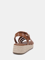 Novo Brown Wide Fit Tallie Espadrille Gladiator T Bar Sandals - Image 4 of 6