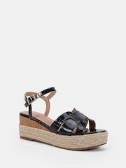 Negro - Novo Blythe Mid Wedge Strappy Espadrille Sandals - Imagen 3 de 6
