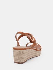 Novo Brown Bridie Low Wedge T Bar Espadrille Sandals - Image 4 of 6