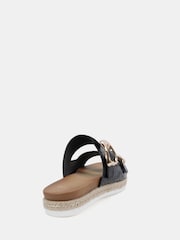 Novo Black Wide Fit Taylor Buckle Detail Espadrille Mule Sandals - Image 4 of 6