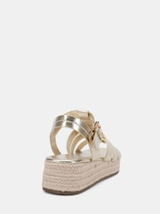 Novo Gold Wide Fit Tallie Espadrille Gladiator T Bar Sandals - Image 4 of 6