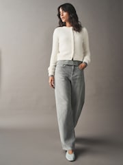 écru - Boucle Long Sleeve Slim Fit Cardigan with Wool - Image 2 de 9
