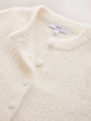 écru - Boucle Long Sleeve Slim Fit Cardigan with Wool - Image 9 de 9