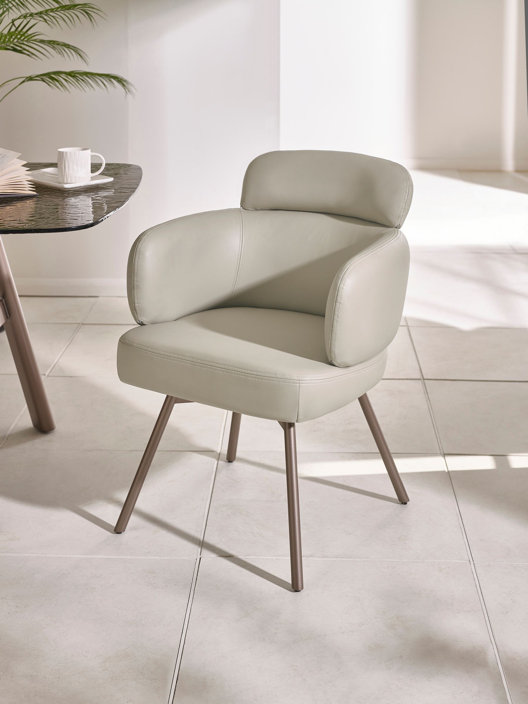Julian Bowen Unisex Taupe Brushed Bronze Set Of 2 Callisto Swivel Dining Chairs