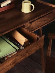 Swoon Dark Brown Southwark Acacia Wood Two-Drawer Desk - Image 2 of 7