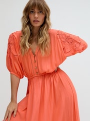 Raffya Orange Somerton Kaftan Style Embroidered Maxi Dress - Image 3 of 4