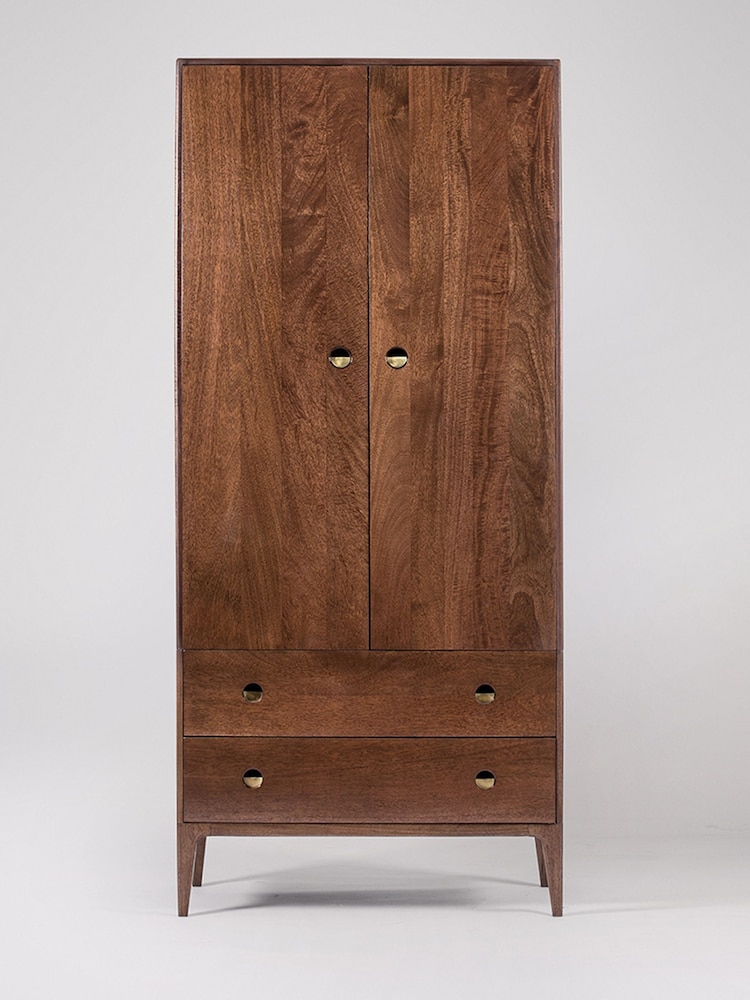 Swoon Mid Brown Nyhavn Mango Wood Two-Drawer Wardrobe - Image 2 of 5