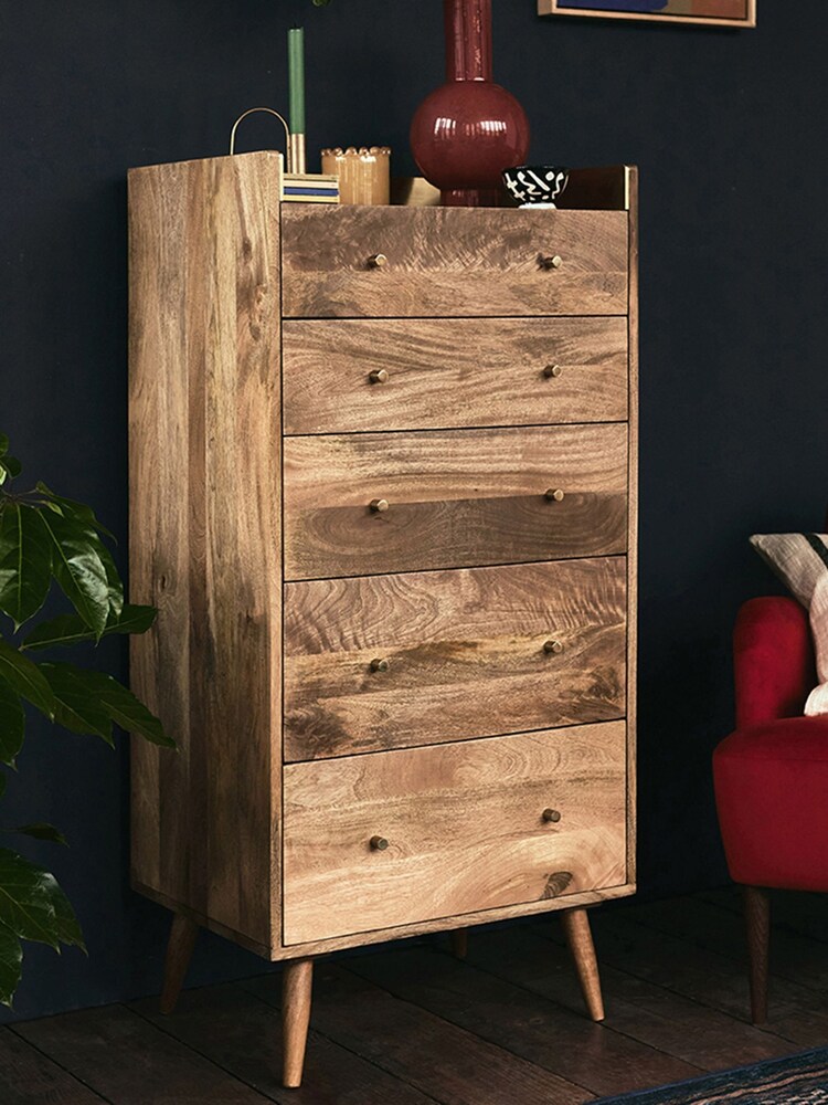 Swoon Light Brown Fresco Mango Wood Five-Drawer Chest - Image 1 of 6
