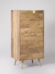 Swoon Light Brown Fresco Mango Wood Five-Drawer Chest - Image 3 of 6