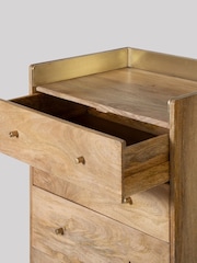 Swoon Light Brown Fresco Mango Wood Five-Drawer Chest - Image 5 of 6