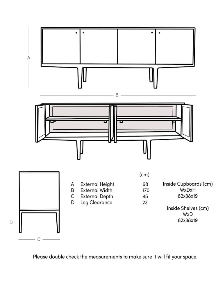Swoon Dark Brown Noah Acacia Wood Four Door Sideboard - Image 7 of 7