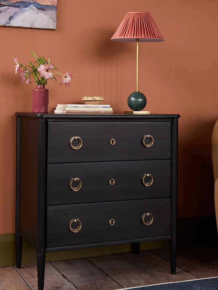 Swoon Black Reyna Mango Wood Chest Of Three Drawers - Image 1 of 7 Swoon Black Reyna Mango Wood Chest Of Three Drawers - Image 1 of 7