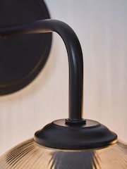 The Set 2 Pack Black Rechargeable Ribbed Glass Round Wall Lights - Image 7 of 7