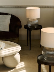 The Set 2 Pack Brass Ribbed Glass Round Table Lamps - Image 1 of 4