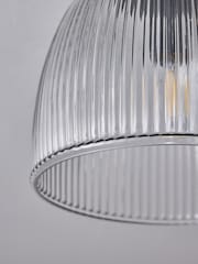 The Set 2 Pack Black Ribbed Glass Round Flush Ceiling Lights - Image 8 of 8