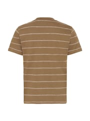 Casual Friday Brown Cflie Crew Neck Striped Slub T-Shirt - Image 7 of 8