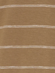 Casual Friday Brown Cflie Crew Neck Striped Slub T-Shirt - Image 8 of 8