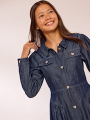 Lipsy Denim Long Sleeve Collar Dress (5-16yrs) - Image 2 de 6