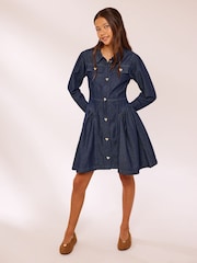Lipsy Denim Long Sleeve Collar Dress (5-16yrs) - Image 3 de 6