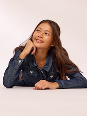 Lipsy Denim Long Sleeve Collar Dress (5-16yrs) - Image 4 de 6