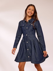 Lipsy Denim Long Sleeve Collar Dress (5-16yrs) - Image 5 de 6