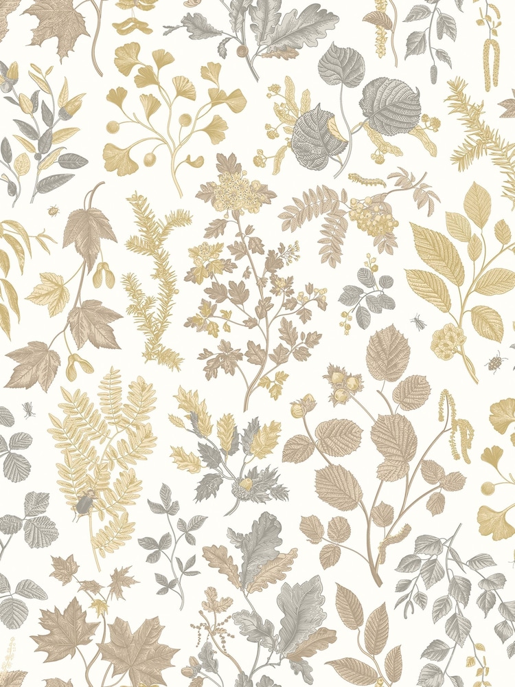 Hoopla Walls Stone Sand Botanical Leaves A4 Wallpaper Sample - Image 1 of 1