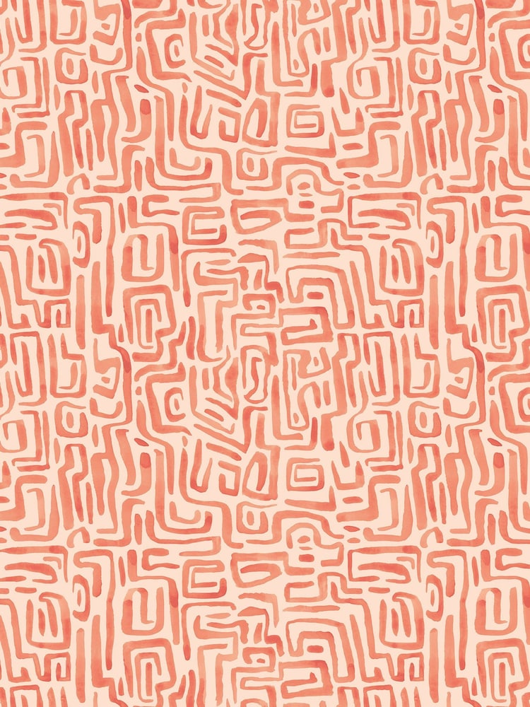 Hoopla Walls Orange Mix Maze Squiggle Wallpaper A4 Sample - Image 1 of 1