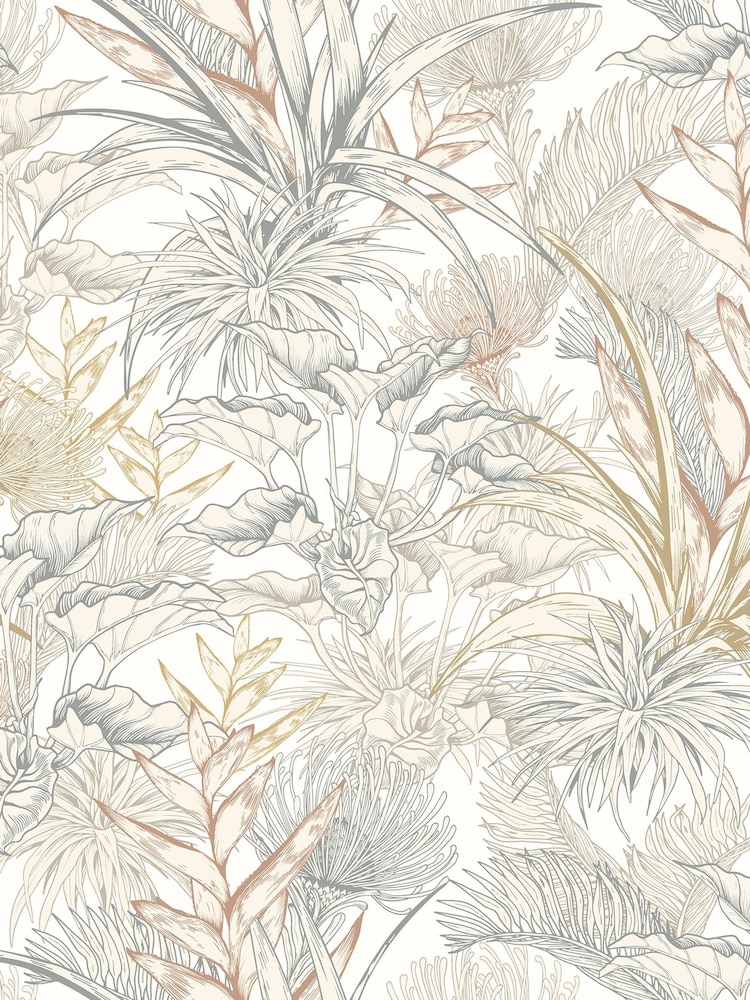 Hoopla Walls Oyster Chalk Tropical Canopy Wallpaper A4 Sample - Image 1 of 1 Hoopla Walls Oyster Chalk Tropical Canopy Wallpaper A4 Sample - Image 1 of 1