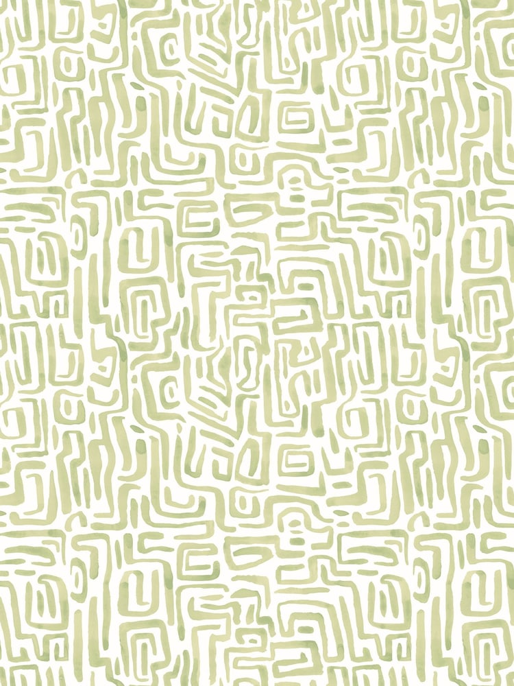 Hoopla Walls Olive Mix Maze Squiggle Wallpaper A4 Sample - Image 1 of 1