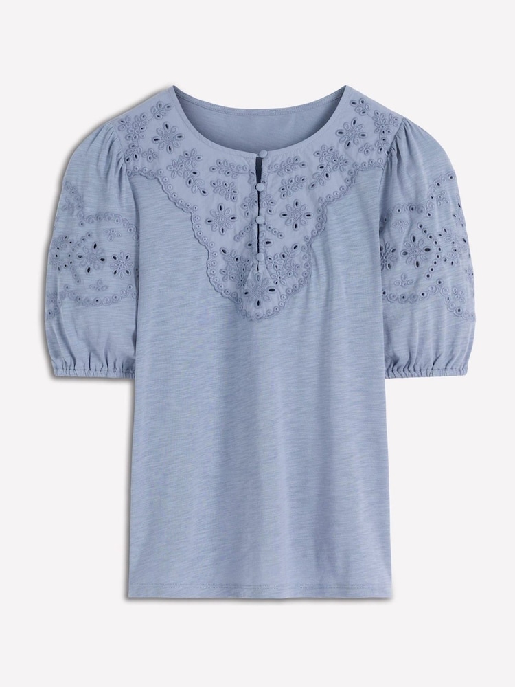 藍色 - Boden Ada Broderie Mix Top - 圖片 5，共 5