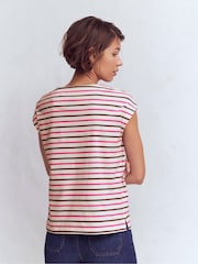 Boden Pink Button Detail T-Shirt - Image 3 of 5