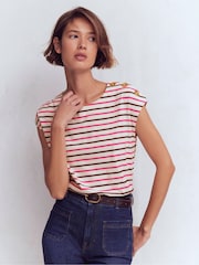 Boden Pink Button Detail T-Shirt - Image 4 of 5