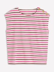 Boden Pink Button Detail T-Shirt - Image 5 of 5