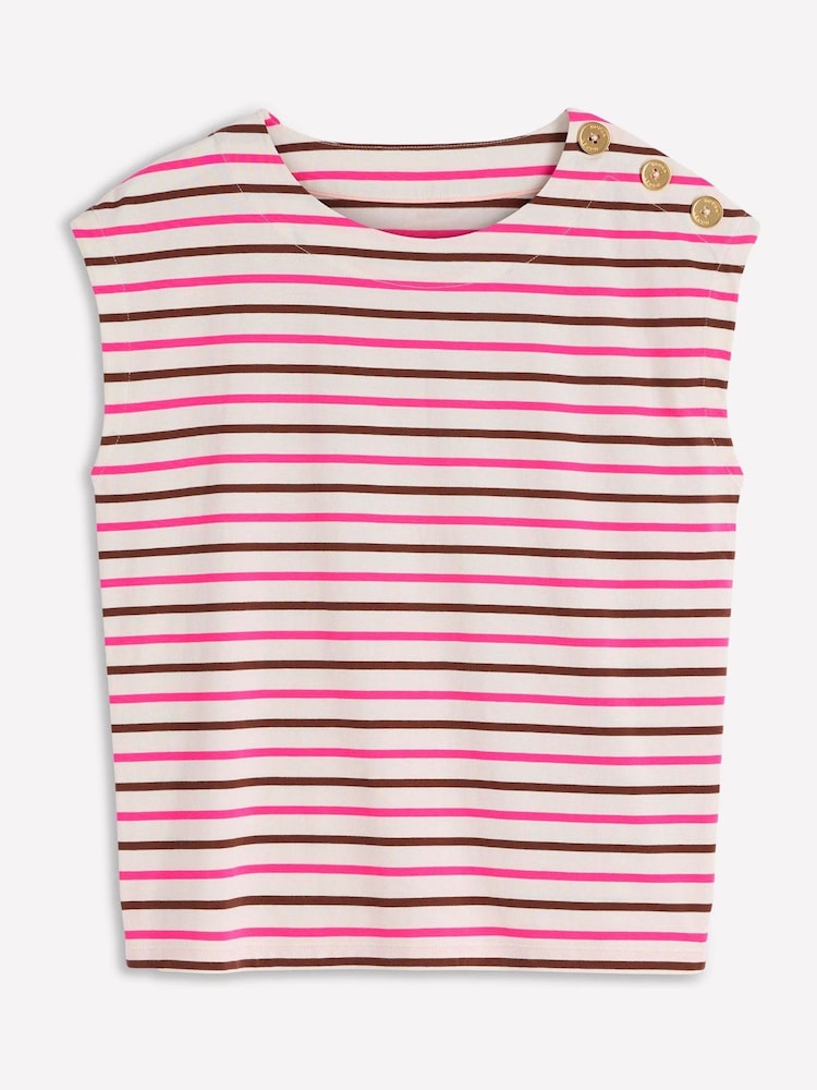Boden Pink Button Detail T-Shirt - Image 5 of 5